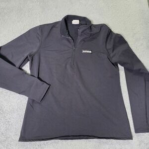 Hind Mens Large Pullover Black DryLete Quarter Zip Mock Neck Athletic USA Made